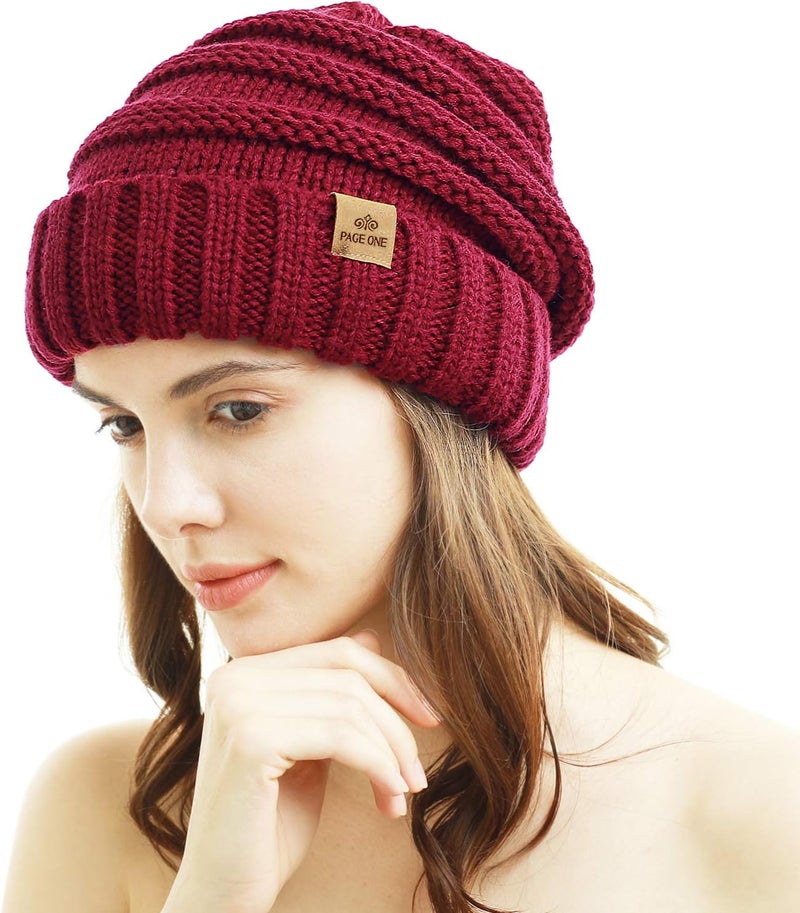 PAGE ONE Womens Winter Beanie Warm Cable Knit Hat Style Stretch Trendy Ribbed Chunky Cap - Image 3